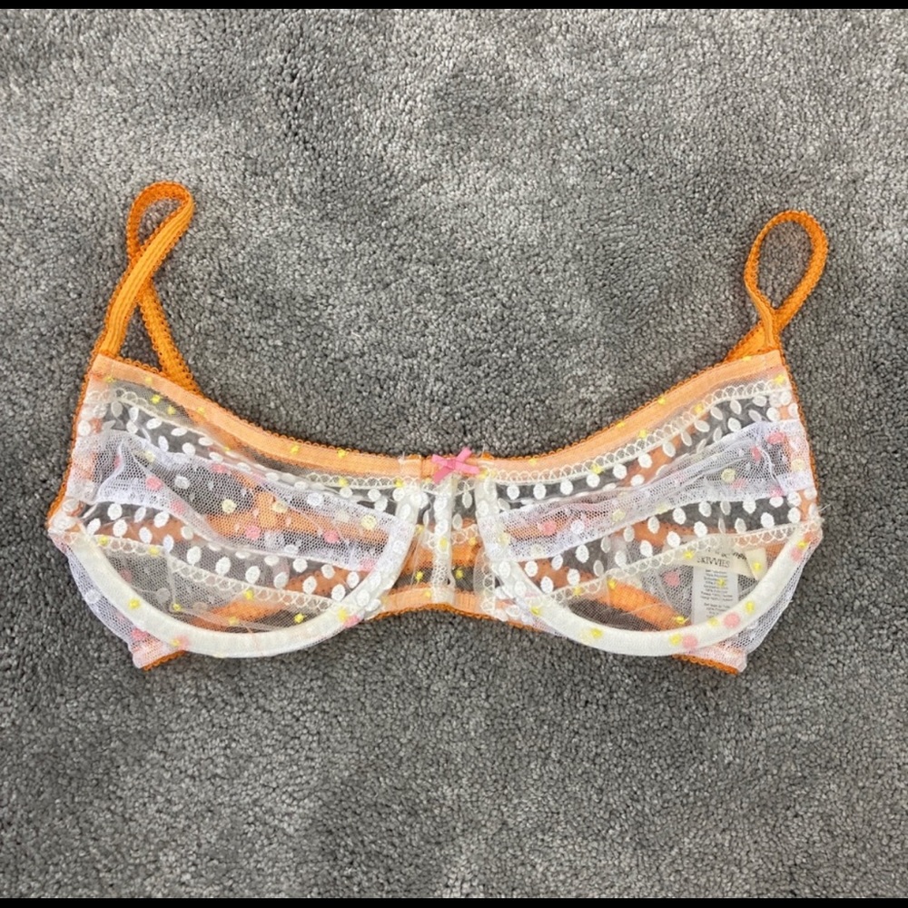 For Love and Lemons Skivvies Embroidered Mesh Bra Size XS